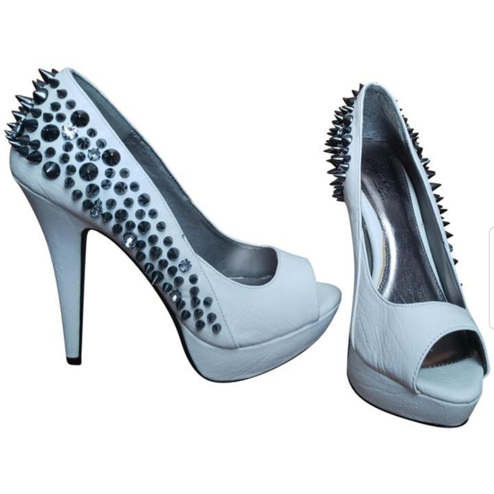 Qupid white studded heels
